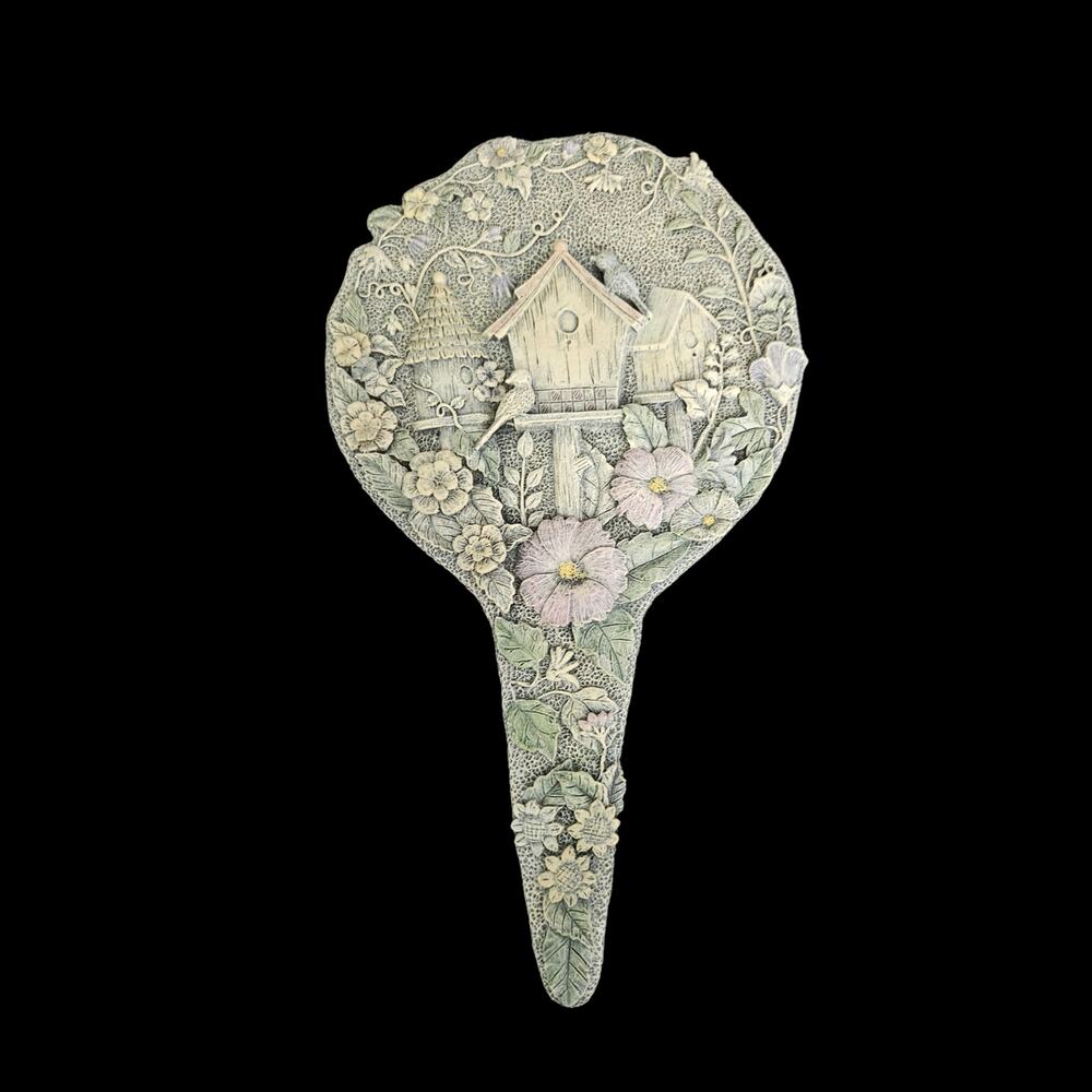 NCE Tranquil Garden Birdhouse Floral Plant Stake Cottage Garden Decor